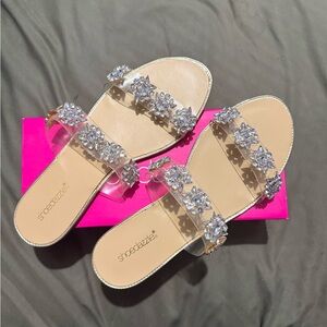 Shoe Dazzle Women's Crystal Sandals - Cream